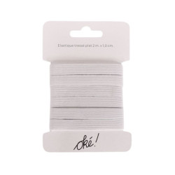 SACHET DE 6 / ELASTIQUE TRESSE POLYESTER BLANC 10 MM. X 2 M.